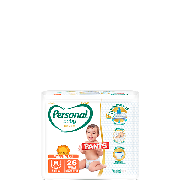 Personal Baby Premium Pants tamanho M 26 unidades